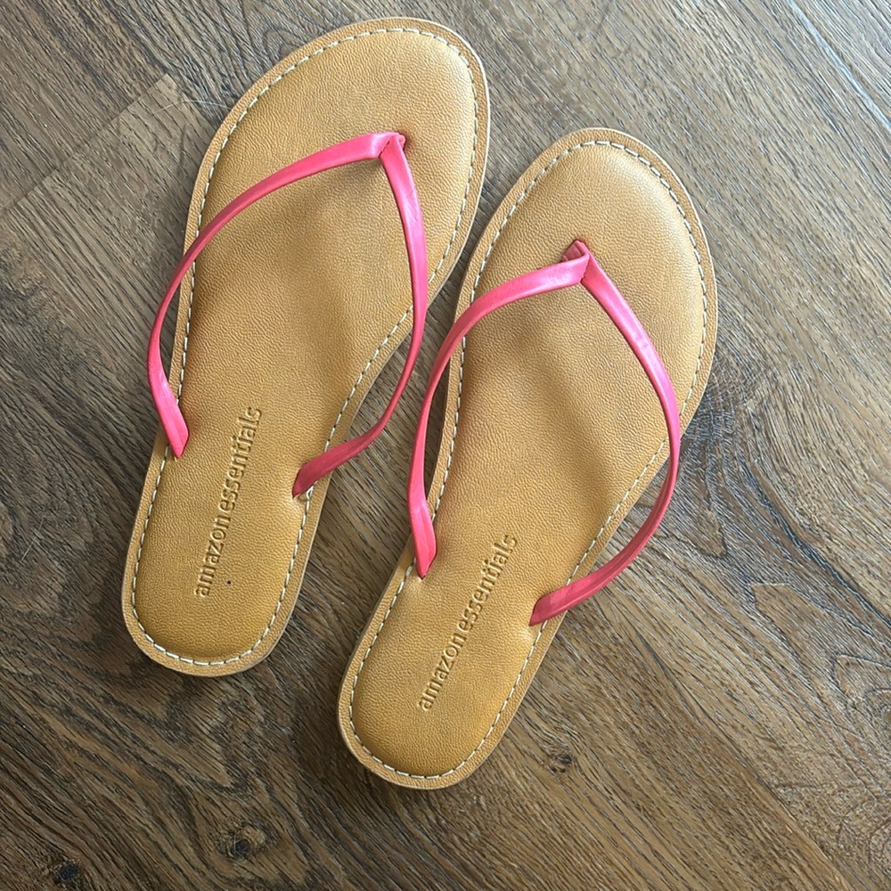 Pink Amazon essentials flip flops size 5